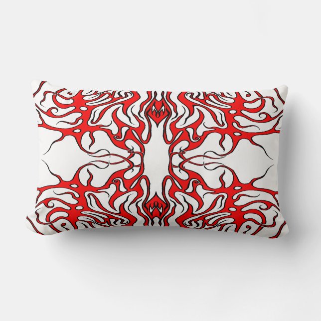 Coussin Rectangle Tatouage tribal de cœur rouge de la Saint-Valentin (Recto)