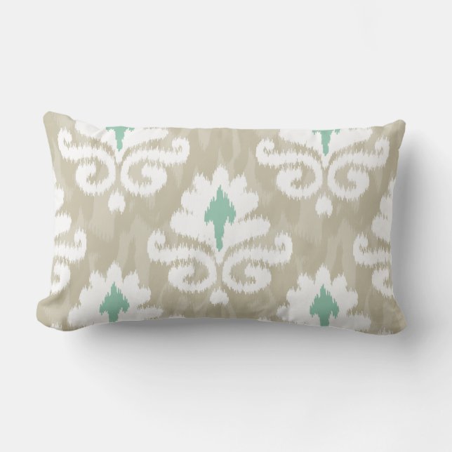 Coussin Rectangle Teal et copie ethnique de Boho de turquoise d'Ikat (Recto)