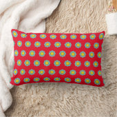 Coussin Rectangle Teal léger et fleurs jaunes sur le rouge lumineux (Couverture)