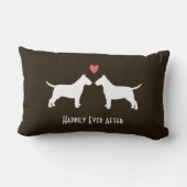 Coussin Rectangle Teckels de mariage de Bull Terriers avec Texte (Verso)