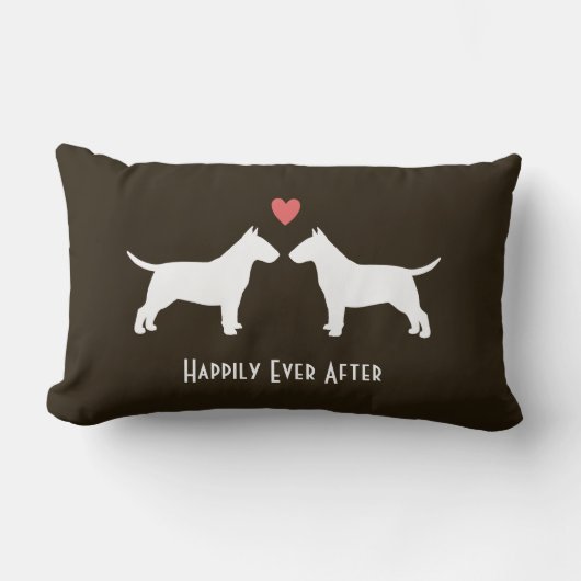Coussin Rectangle Teckels de mariage de Bull Terriers avec Texte (Recto)