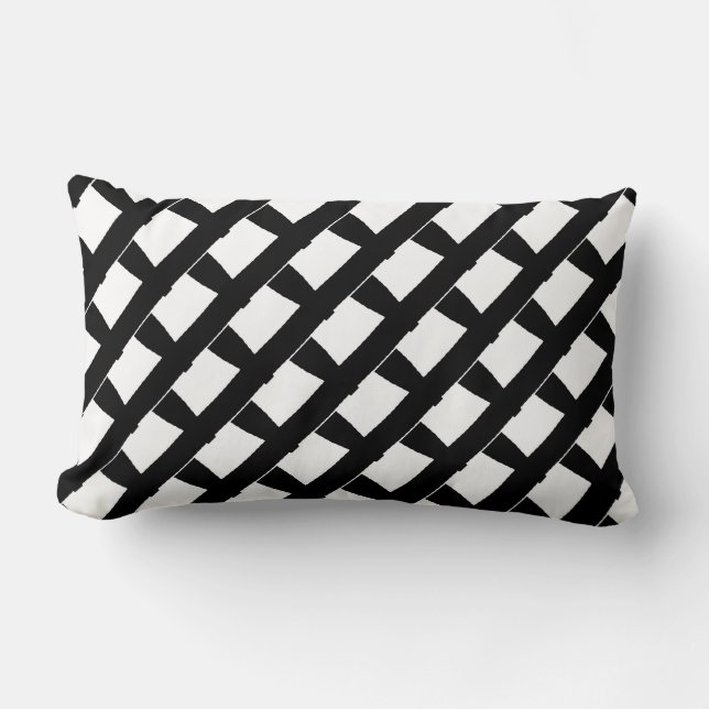 Coussin Rectangle tendance de mode à motif blanc et noir (Recto)