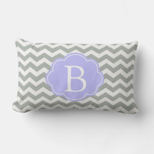 Coussin Rectangle Tendance, moderne, élégant monogramme chevron gris