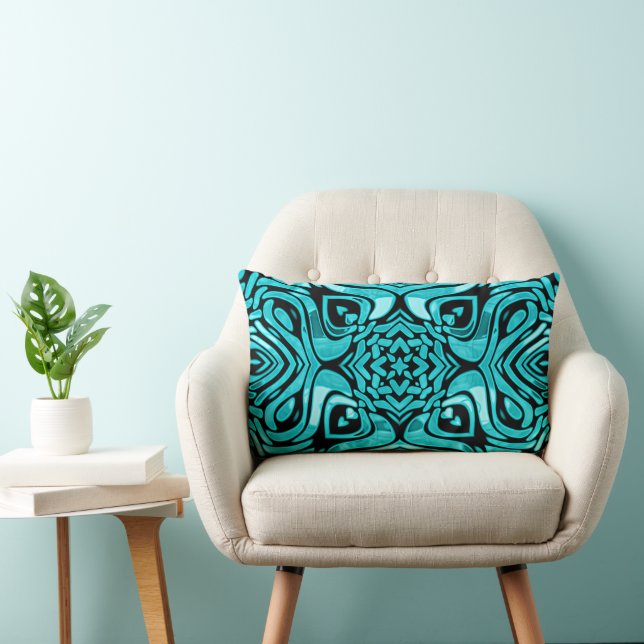 Coussin Rectangle Tendance Turquoise Turquoise Bleu Hip Bohemian Bal (Chaise)