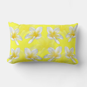 Coussin Rectangle Tentation Frangipanie Jaune Et Blanche,