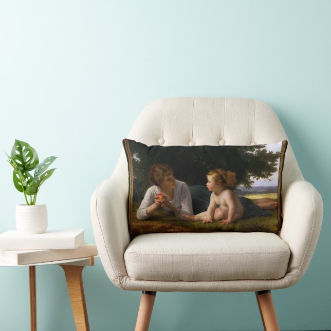 Coussin Rectangle Tentation par William Bouguereau (Chaise)