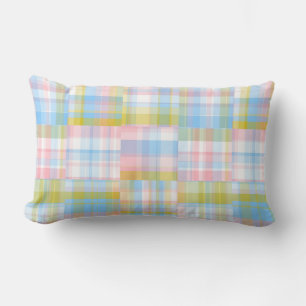 Coussin Rectangle Tenue Patchwork Prépa Madras Pastel