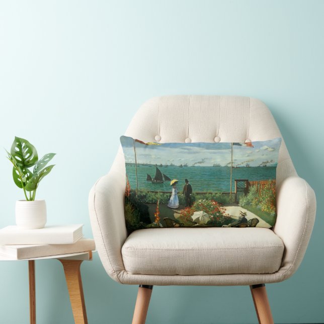 Coussin Rectangle Terrasse au bord de la mer de Claude Monet (Chaise)