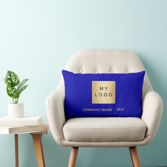 Coussin Rectangle Texte du logo de la société royale bleue (Chaise)