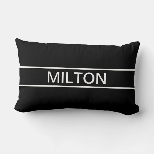 Coussin Rectangle Texte personnalisable | Bold Modern Black & White (Verso)