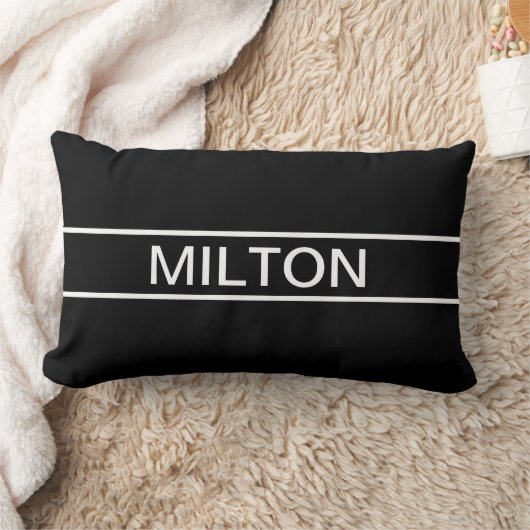 Coussin Rectangle Texte personnalisable | Bold Modern Black & White (Couverture)