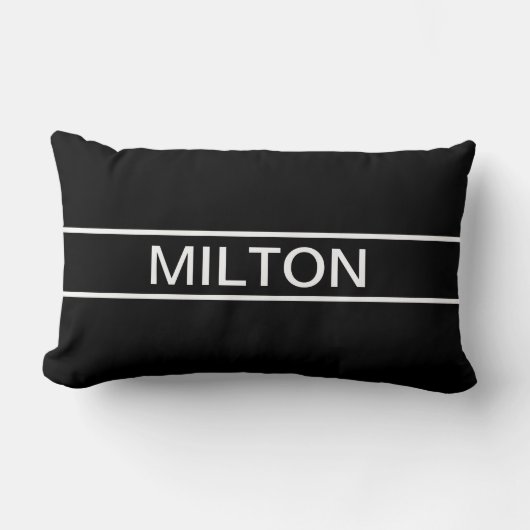 Coussin Rectangle Texte personnalisable | Bold Modern Black & White (Recto)