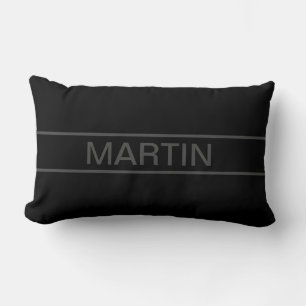 Coussin Rectangle Texte personnalisable Gras moderne noir et gris