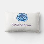 Coussin Rectangle Texte personnalisé – Cadeau de fleurs de rose bleu (Verso)