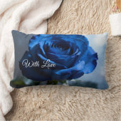 Coussin Rectangle Texte personnalisé – Cadeau de fleurs de rose bleu (Couverture)
