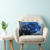 Coussin Rectangle Texte personnalisé – Cadeau de fleurs de rose bleu (Chaise)
