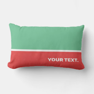 Coussin Rectangle Texte personnalisé moderne rose corail et vert men