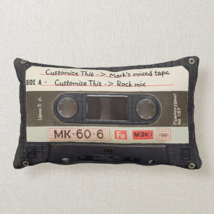 Coussin Rectangle Texte Personnalisé / Retro Love Musique Cassette 