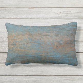 Coussin Rectangle Texture bleue en bois de plage de Faux