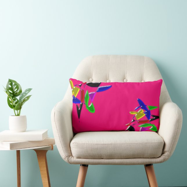 Coussin Rectangle Texture d'art moderne, rose (Chaise)