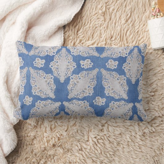 Coussin Rectangle Texture de Denim avec Motif de répétition de dente (Couverture)