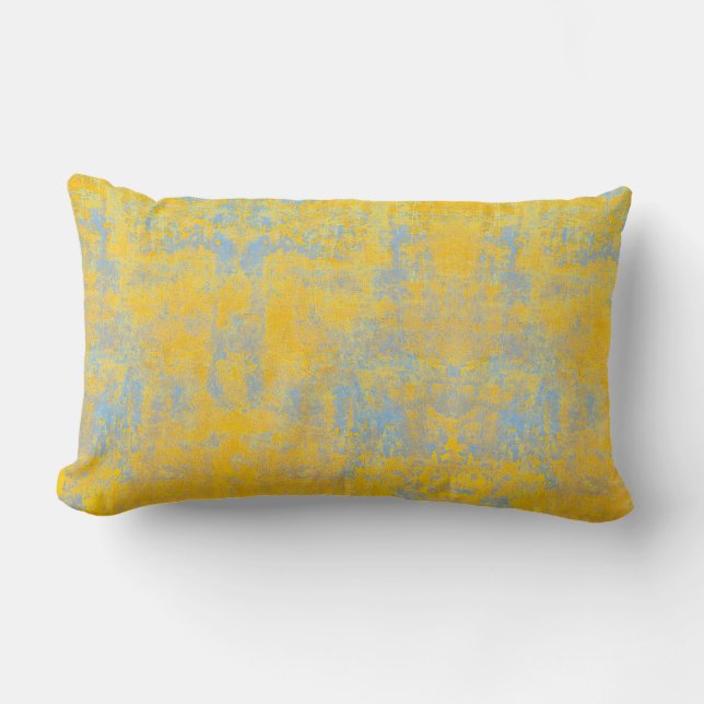 Coussin Rectangle texture en bleu ciel et jaune (Recto)