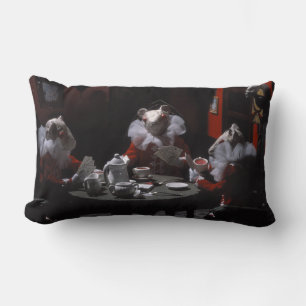 Coussin Rectangle Thé de sang et cordes rouges Souris blanc au thé