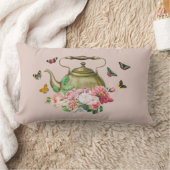 Coussin Rectangle Théière Fête Rose Floral & Papillons Bouilloire (Couverture)