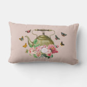 Coussin Rectangle Théière Fleurs Roses et Papillons (Verso)