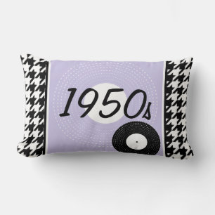 Coussin Rectangle Thème des années 1950 violet, noir et blanc