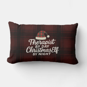 Coussin Rectangle Thérapeute le jour, lutin de Noël la nuit sur mesu
