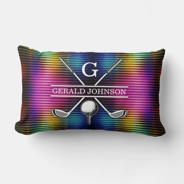 Coussin Rectangle Thro de conception monogramme de golf couleur méta (Recto)
