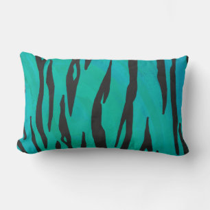 Coussin Rectangle Tiger noir et Turquoise
