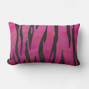 Coussin Rectangle Tiger rose chaud et noir