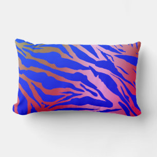 Coussin Rectangle Tigre Bleu et rose Imprimer Luminaire Lombage