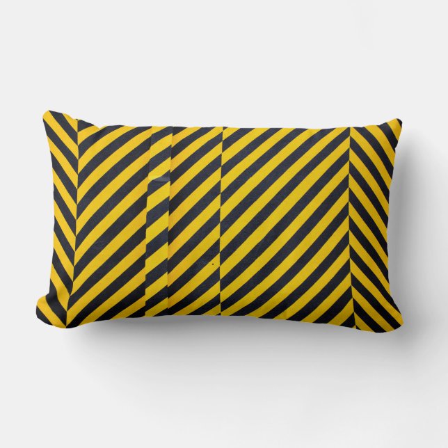 Coussin Rectangle Tissu rayé jaune et noir (Recto)