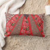 Coussin Rectangle Tissu rouge éclatant avec floral complexe et (Couverture)