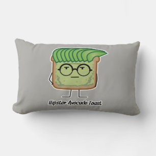 Coussin Rectangle Toast Hipster de l'Avocado lunettes de poils grais