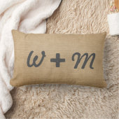 Coussin Rectangle Toile de jute d'initiales de couples pour toujours (Couverture)