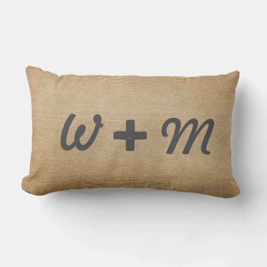 Coussin Rectangle Toile de jute d'initiales de couples pour toujours (Recto)