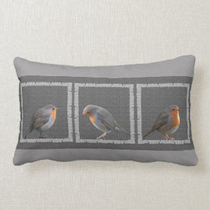 Coussin Rectangle Toile de jute gris-foncé rustique de Robin de