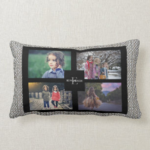 Coussin Rectangle Toile de toile de famille de collage fait sur
