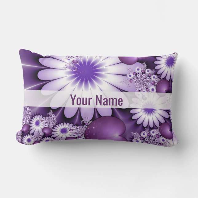 Coussin Rectangle Tomber dans l'amour Fleurs d'art Abstraites & Coeu (Recto)