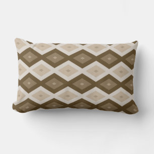 Coussin Rectangle Tons de motif diamant brun