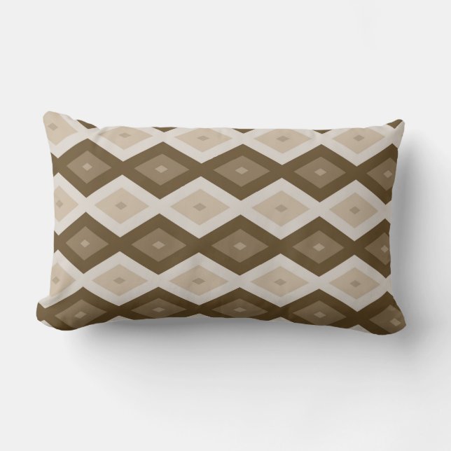 Coussin Rectangle Tons de motif diamant brun (Recto)
