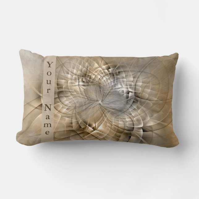 Coussin Rectangle Tons Terre Abstrait Art fractal moderne Nom (Recto)