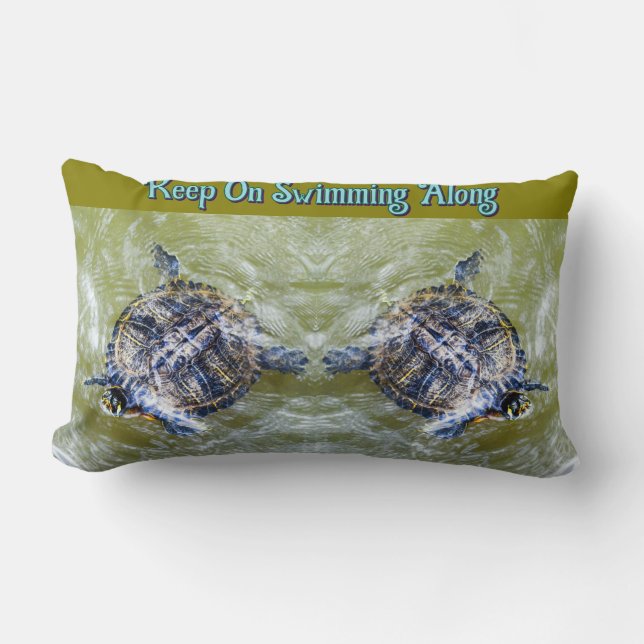 Coussin Rectangle Tortue de natation dit Bonjour (Recto)
