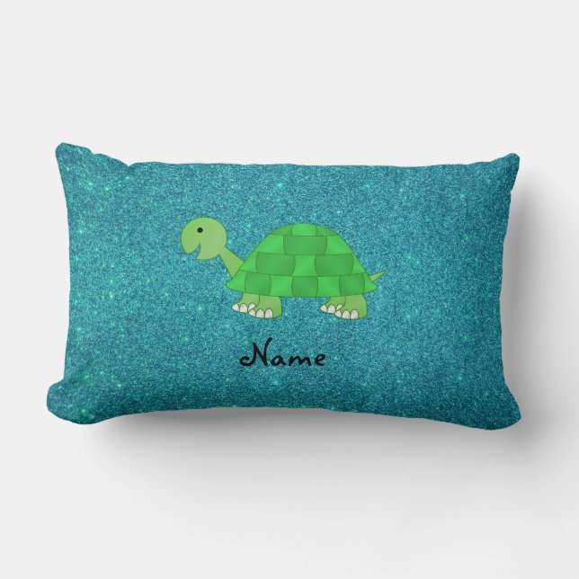 Coussin Rectangle Tortue nommée personnalisée (Recto)