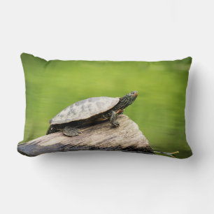 Coussin Rectangle Tortue peinte sur un bûcher