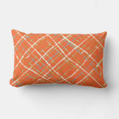 Coussin Rectangle Touche orange de gris bleu vert ivoire plaid (Recto)